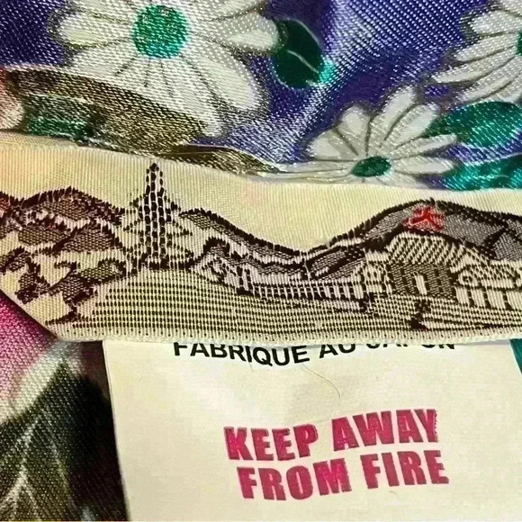 Beautiful Vintage Purple Cotton Kimono Floral All Over Print Japan 50 Authentic - Picture 5 of 9